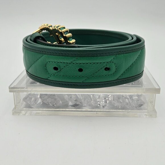 Gucci GG Marmont Azalea Quilted Calfskin Belt in Green Size 90/36 - Picture 6 of 7